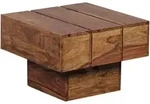 BEISTELLTISCH aus Massivholz, handgefertigt, Unikat, Braun 44x44x30 cm