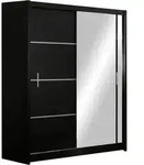 SCHWEBET&Uuml;RENSCHRANK NASUS 180/215/61 cm 2-t&uuml;rig mit Spiegel Schwarz