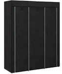 STOFFSCHRANK, Faltschrank, Kleiderschrank mit Kleiderstange, 8 Ebenen Schwarz