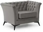 CHESTERFIELD-SESSEL Whitby Grau Samt mit schwarzen F&uuml;&szlig;en