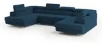 WOHNLANDSCHAFT RAGGIO Blau Velours-Stoff mit Schlaffunktion