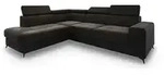 ECKSOFA ALVORO L-S Schwarz Velours-Stoff mit Schlaffunktion