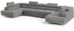 WOHNLANDSCHAFT ISOLANO Grau Velours-Stoff mit Schlaffunktion