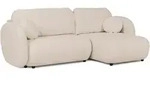 ECKSOFA Candy mit Schlaffunktion Hellbeige Boucl&eacute;-Stoff - Ottomane rechts