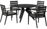 GARTENM&Ouml;BEL SET 4-Sitzer Aluminium schwarz Auflagen grau Olmetto/Taviano