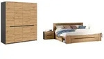 SCHLAFZIMMER Set 4-teilig Eiche Artisan, grau, Komplettset mit gro&szlig;em...