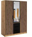 DREHT&Uuml;RENSCHRANK GAREN 149/200/57,5 cm 3-t&uuml;rig mit Spiegel Eiche Wotan