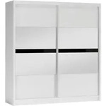 SCHWEBET&Uuml;RENSCHRANK RAKAN 203/215/61 cm 2-t&uuml;rig mit Spiegel Wei&szlig;