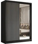 SCHWEBET&Uuml;RENSCHRANK LAMELLO 160/216/61 cm 2-t&uuml;rig mit Spiegel Schwarz