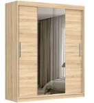 SCHWEBET&Uuml;RENSCHRANK VIVA 200/215,5/59cm 2-t&uuml;rig mit Spiegel Sonoma Eiche