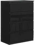 KOMMODE NUDO 70/102/39cm mit 4 Schubladen T&uuml;ren Schwarz