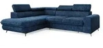 ECKSOFA VELISS Blau Kordstoff mit Schlaffunktion