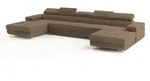 WOHNLANDSCHAFT OMBRA Beige Velours-Stoff mit Schlaffunktion