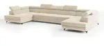 WOHNLANDSCHAFT URMANO Creme Velours-Stoff mit Schlaffunktion