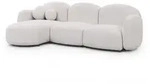 ECKSOFA Nuvola mit abgerundetem Design Wei&szlig; Boucl&eacute;-Stoff - Ottomane Links