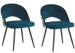 ESSZIMMERSTUHL 2er-Set Samtstoff Blau Vivian