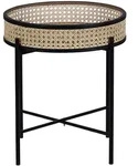 BEISTELLTISCH Rattan/Metall schwarz 36 cm Vienna
