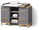 WICKELKOMMODE Mailo Grau/Artisan XL mit 4 Schubladen