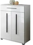 SCHUHSCHRANK wei&szlig; Hochglanz 80 x 103 cm, Kommode mit Soft-Close