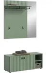 GARDEROBE-SET gr&uuml;n 2-teilig 106 cm, Garderobenkombination mit Rillen-Optik