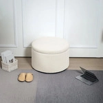SITZHOCKER mit Stauraum Hocker mit Deckel, Runder Polsterhocker f&uuml;r Wohnzimmer