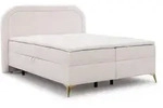 BOXBETT Sonna 140/200 cm Wei&szlig; Boucl&eacute;-Stoff mit abgerundetem Kopfteil und mit
