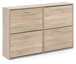 SCHUHSCHRANK Holz mit 4 Klappen und gro&szlig;er Ablage, Beige 120x24x81 cm