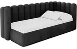 EINZELLBETT Jugendbett mit Bettkasten und Matratze H3/H4, Links - HUGY 90x200 Schwarz