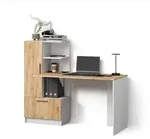 SCHREIBTISCH Lorena Wei&szlig;/Goldkraft Eiche 150 x 120.1 cm mit 2 T&uuml;ren