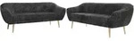 SITZGARNITUR PIRS 3+3 - Grau Cord - Holzbeine