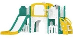 KINDERRUTSCHE 7 in 1 Indoor und Outdoor Babyrutsche mit Basketballkorb, Gelb