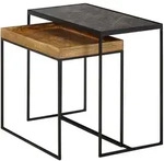 BEISTELLTISCH Set &ndash; Mango Massivholz Eisen Anthrazit Braun Industrial