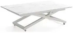 COUCHTISCH Axen h&ouml;henverstellbar ausziehbar, Marmor Wei&szlig; 120-160/80/38-75 cm