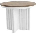 ESSTISCH Prestige runder Design-Tisch, ausziehbar &Oslash; 100&ndash;180 cm, Walnuss+Wei&szlig;
