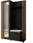 GARDEROBENSCHRANK ARMADIO 137/207/42 cm Modern Garderobe-Set Schwarz