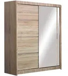 SCHWEBET&Uuml;RENSCHRANK NASUS 150/215/61 cm 2-t&uuml;rig mit Spiegel Sonoma Eiche
