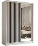 SCHWEBET&Uuml;RENSCHRANK LAMELLO 160/216/61 cm 2-t&uuml;rig mit Spiegel Wei&szlig;