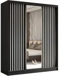 SCHWEBET&Uuml;RENSCHRANK LAMELLO 180/216/61 cm 3-t&uuml;rig mit Spiegel Schwarz