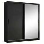 SCHWEBET&Uuml;RENSCHRANK Hela mit 2 T&uuml;ren und Schubkasteneins&auml;tzen, 180 cm, Schwarz