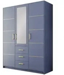DREHT&Uuml;RENSCHRANK ELISE 147/200/57,5 cm 3-t&uuml;rig mit Spiegel Blau
