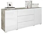 Sideboard Vera mit LED ca. 150 cm Wei&szlig; Hochgl./Grau