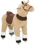 REITPFERD Spielpferd zum Reiten mit Sattel Rollen 80 cm Stehpferd Braun