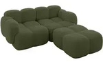 ECKSOFA modulares Sofa Rechts Miko-L1 214x205x75 Gr&uuml;n Boucl&eacute;