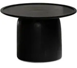 COUCHTISCH Rund Schwarz Mango Massivholz, 60x60x40 cm, Erh&ouml;hter Rand, Trommelgestell