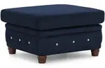 HOCKER Chesterfield Cleo Blink Marineblau Samt mit Kristallsteppung und braunen
