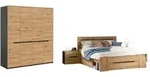 SCHLAFZIMMER Eiche Artisan, grau 4-teilig, Set mit Kleiderschrank, Bett und 2x