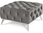 HOCKER Chesterfield Whitby Grau Samt mit silbernen F&uuml;&szlig;en