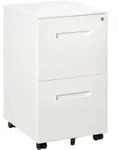 AKTENSCHRANK mit 2 Schubladen, Rollen, f&uuml;r Akten im A4 Format, Stahl, Wei&szlig;