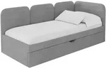 EINZELLBETT Jugendbett mit Bettkasten und Matratze H3/H4, Links - ALVY 90x200 Grau