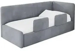 EINZELLBETT Jugendbett mit Bettkasten und Matratze H3/H4, Links - NORY 90x200 Grau